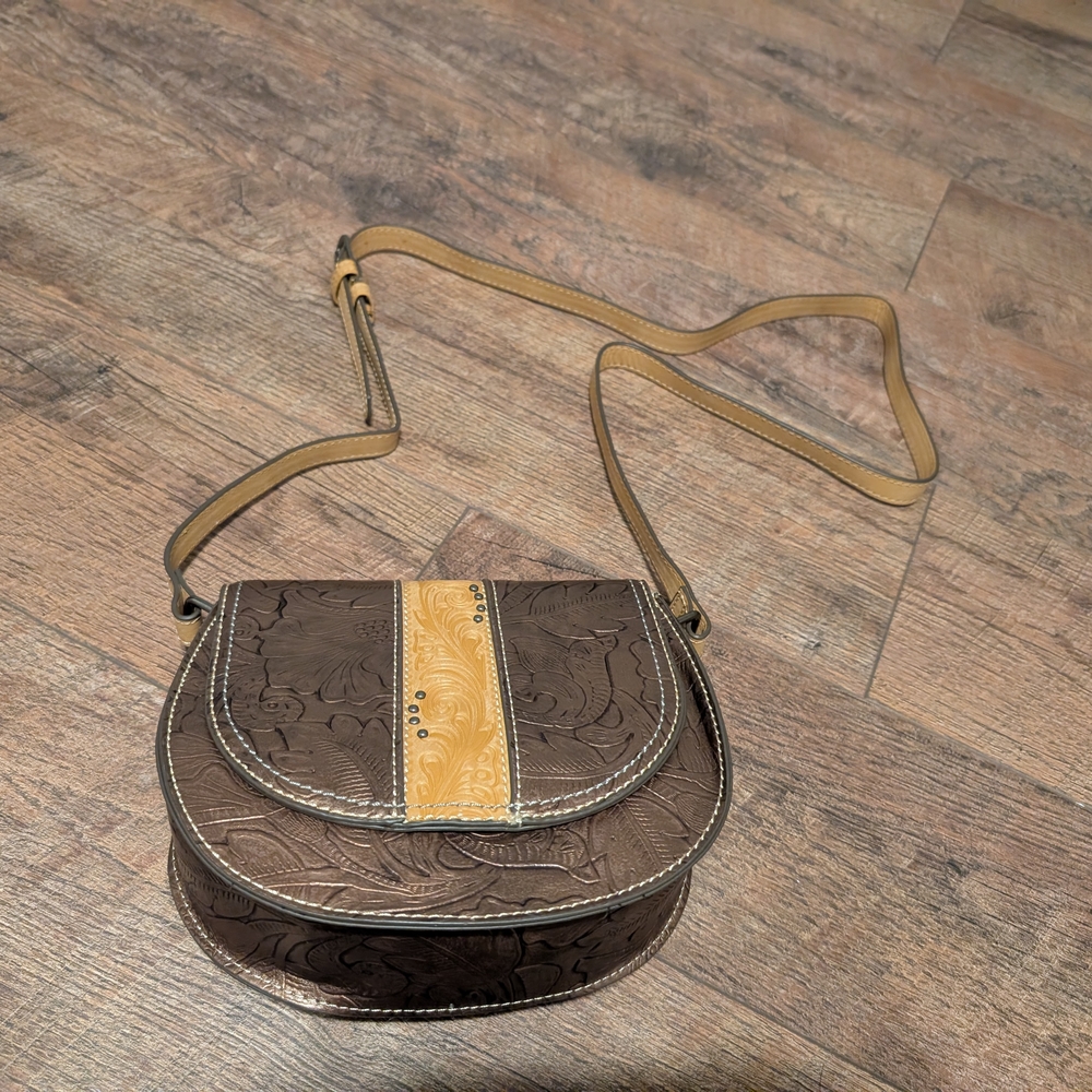 Tony Lama Brown and Tan Crossbody Bag NWOT
